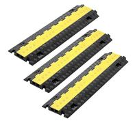 VEVOR Cable Protector Ramp, 22,000 lbs/axle Capacity, 2 Channel Heavy Duty TPU Cord Hose Wire Cover, 1.2 x 1.1 in Channel, Traffic Speed Bump with Flip-Open Top Cover, for Indoor Outdoor Use, 3 Pack