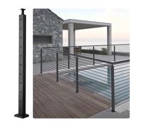 VEVOR Cable Railing Post, 36" x 1" x 2" Steel L-Shaped Hole Corner Railing Post, 10 Pre-Drilled Holes, SUS304 Stainless Steel Cable Rail Post with Hor