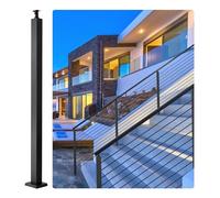 VEVOR Cable Railing Post, 36" x 2" x 2" Steel Level Deck Railing Post Without Holes, SUS304 Stainless Steel Cable Rail Post, Stair Handrail Post with Horizontal and Curved Bracket, 1-Pack, Black