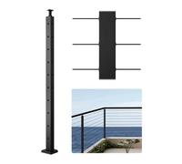 VEVOR Cable Railing Post, 36x1x2 Inch Corner Railing Post, with L-Shaped Pre-Drilled Holes, Stainless Steel Cable Rail Post with Horizontal and Curved Bracket, 1-Pack, Black, 1JZLGZXHS914IVCFL001V0