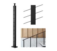 VEVOR Cable Railing Post, 36x1x2 Inch Stair Railing Post, with Pre-Drilled 30° Angled Holes, Stainless Steel Cable Rail Post with Horizontal and Curve