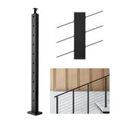 VEVOR Cable Railing Post, 36x1x2 Inch Stair Railing Post, with Pre-Drilled 30° Angled Holes, Stainless Steel Cable Rail Post with Horizontal and Curved Bracket, 1-Pack, Black, 1JZLGZXHS91402OS1001V0