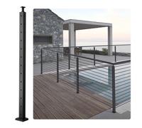 VEVOR Cable Railing Post, 42" x 1" x 2" Steel L-Shaped Hole Corner Railing Post, 12 Pre-Drilled Holes, SUS304 Stainless Steel Cable Rail Post with Hor