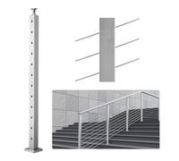 VEVOR Cable Railing Post, 42" x 2" x 2" Steel 30° Angled Hole Stair Railing Post, 12 Pre-Drilled Holes, SUS304 Stainless Steel Cable Rail Post with Horizontal and Curved Bracket, 1JZLGZ1067556VUN5V0