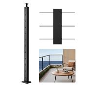 VEVOR Cable Railing Post, 42x1x2 Inch Level Deck Stair Posts, 1-Pack Stainless Steel Cable Handrail Post, Pre-Drilled Pickets with Mounting Bracket Stair Railing Kit, Black, 1JZLGZXHS1063GGTD001V0