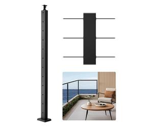 VEVOR Cable Railing Post, 42x1x2 Inch Level Deck Stair Posts, 1-Pack Stainless Steel Cable Handrail Post, Pre-Drilled Pickets with Mounting Bracket Stair Railing Kit, Black, 1JZLGZXHS1063GGTD001V0