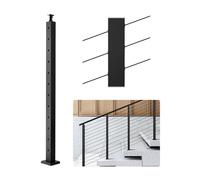 VEVOR Cable Railing Post, 42x2x2 Inch Stair Railing Post, with Pre-Drilled 30° Angled Holes, Stainless Steel Cable Rail Post with Horizontal and Curved Bracket, 1-Pack, Black, 1JZLGZXHS106W3XAA001V0