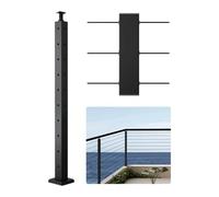 VEVOR Cable Railing Post, 914.4 x 50.8 x 50.8 mm Corner Railing Post, with L-Shaped Pre-Drilled Holes, Stainless Steel with Horizontal and Curved Brac
