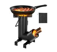 VEVOR Camping Rocket Stove, Wood Burning Portable Rocket Stove with Carrying Bag for Backpacking, Carbon Steel, Burn Wood, Twigs or Sticks for Outdoor Cooking, Backyard, Camp Cooking, Heating, Black