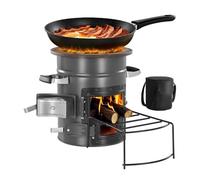 VEVOR Camping Rocket Stove, Wood Burning Portable Rocket Stove with Carrying Bag for Backpacking, SPCC Steel, Double Door, Burn Twigs, Sticks or Charcoals for Outdoor Cooking, Backyard, Camp Cooking