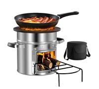 VEVOR Camping Rocket Stove, Wood Burning Portable Rocket Stove with Carrying Bag for Backpacking, Stainless Steel, Single Door, Burn Wood, Twigs or Sticks for Outdoor Cooking, Backyard, Camp Cooking