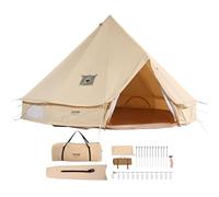 VEVOR Canvas Bell Tent, All-Season 5m/16.4ft Circular, Camping Canvas with Stove Jack, Ventilated for Up to 8 Guests, Ideal for Family Camping, Outdoor Gatherings, and Hunting