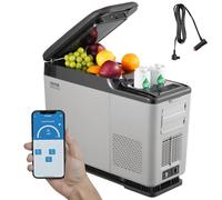 VEVOR Car Refrigerator, 12 Volt Car Armrest Refrigerator Fridge, 15 L Single Zone Portable Freezer, -4℉-68℉ Adjustable Range, 12/24V DC and 100-240V AC Compressor Cooler for Outdoor, Camping