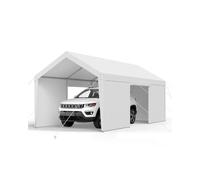 VEVOR Carport, 12 x 20 FT Outdoor Car Canopy, Potable Carport with Removable Sidewalls & Door, Heavy Duty Car Shelter, UV-Resistant & Water-Resistant, All-Season Protection for Automobile Boat White