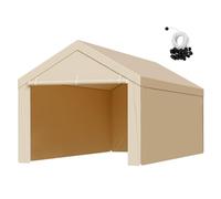 VEVOR Carport Replacement Canopy, 10 x 20 ft Potable Garage Tent Top Tarp with Sidewalls, UV-Resistant & Waterproof, Heavy Duty Car Shelter Tarp with Ball Buggees, Beige, Frame Not Included