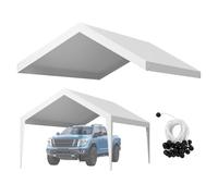 VEVOR Carport Replacement Canopy, 12 x 20 ft Potable Garage Tent Top Tarp, UV-Resistant & Waterproof Car Shelter Tarp, Heavy Duty Car Port Cover with Ball Buggees, White, Frame Not Included
