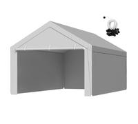 VEVOR Carport Replacement Canopy, 12 x 20 ft Potable Garage Tent Top Tarp with Sidewalls, UV-Resistant & Waterproof, Heavy Duty Car Shelter Tarp with Ball Buggees, Grey, Frame Not Included
