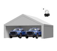 VEVOR Carport Replacement Canopy, 20 x 20 ft Potable Garage Tent Top Tarp with Sidewalls, UV-Resistant & Waterproof, Heavy Duty Car Shelter Tarp with