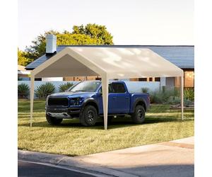 VEVOR Carport Replacement Canopy Cover 10 x 20 ft, Garage Top Tent Shelter Tarp Heavy-Duty Waterproof & UV Protected, Easy Installation with Ball Bungees,Beige (Only Top Cover, Frame Not Include)