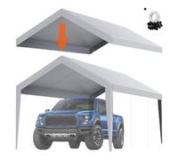 VEVOR Carport Replacement Canopy Cover 10 x 20 ft, Garage Top Tent Shelter Tarp Heavy-Duty Waterproof & UV Protected, Easy Installation with Ball Bungees,Grey (Only Top Cover, Frame Not Include)