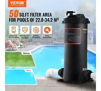 Vevor Cartridge Pool Filter 4.6 Sq M Filter Area With Upgrade Filter Leak Proof Casing Ground Inground Pool Spa Inflatable Pool