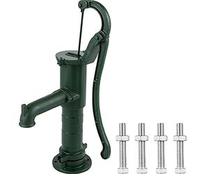 VEVOR Cast Iron Manual Pump Holder 9" x 9" x 26" Hand Water Pump Holder 13.5kg Stable Structure Hand Pump Holder for Garden with Spray Paint, Green
