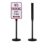 VEVOR Cast Iron Sign Post, 4 ft Portable Heavy Duty Steel Post Sign Holder with Hard Plastic Base & Wheels, U-Channel Sign Stand for Garden, Courtyard, Farm or Traffic Intersection, Black