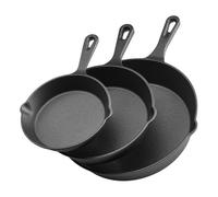 VEVOR Cast Iron Skillet, 3 Pcs Frying Pan Set (160, 220, 265 mm), Heavy-Duty Skillets with Heat-Resistant Handle, Pre-Seasoned Chef's Pan, Kitchen Cookware, for Oven, Gas, Electrical, Induction, Black