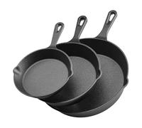 VEVOR Cast Iron Skillet, 3 Pcs Frying Pan Set (160, 220, 265 mm), Heavy-Duty Skillets with Heat-Resistant Handle, Pre-Seasoned Chef's Pan, Kitchen Cookware, for Oven, Gas, Electrical, Induction, Black