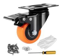 Vevor Caster Wheels, 2-Inch Swivel Plate Casters, Set Of 4, With Security Dual Locking No Noise Pvc Wheels, Heavy Duty