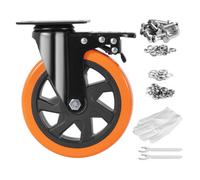 Vevor Caster Wheels, 6-Inch Swivel Plate Casters, Set Of 4, With Security A/b Locking No Noise Pvc Wheels, Heavy Duty