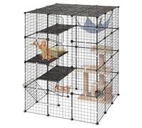 VEVOR Cat Cage 4-Tier 40.98"x40.98"x55" DIY Cat Playpen Indoor Enclosure, Detachable Metal Wire Kennel Crate with 4 Doors, Large Exercise Place Ideal for 2-3 Cats, Kittens and Small Animals, Black