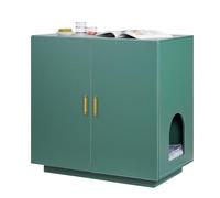 VEVOR Cat Litter Box Enclosure, 31.5 in Hidden Litter Box Cabinet, Wooden Indoor Cat Washroom with Ventilated Holes, Double-Door Kitty Pet House Furniture, End Side Table Fit Most Litterboxes
