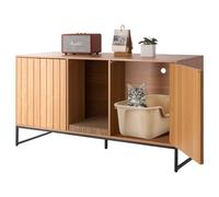 VEVOR Cat Litter Box Enclosure Furniture, 120 cm Hidden Litter Box Cabinet with Scratch Pad & Storage, Waterproof Washroom End Table Cat House, Fit Most of Litterbox, for Bedroom Living Room