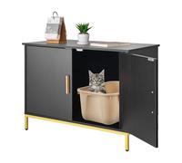 VEVOR Cat Litter Box Enclosure Furniture, 70 cm Hidden Litter Box Cabinet with Metal Legs & Handle, Modern Style Cat Washroom House End Table, Fit Most of Litterbox, for Bedroom Living Room