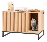 VEVOR Cat Litter Box Enclosure, Hidden Litter Box Furniture, Wooden Cat Washroom Indoor with 2 Doors & Study Metal Legs, Cat House Cabinet Hidden Fit