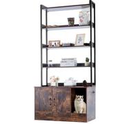 VEVOR Cat Litter Box Enclosure Wooden Litter Box Furniture Hidden with 4 Shelves