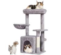 VEVOR Cat Tree - 31.4" Tower with Cat Condo, Sisal Post, Hammock, Top Perch, Platform, House, Activity Center, Light Grey