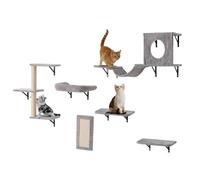 VEVOR Wall Mounted Cat Shelves, Cat Wall Shelves and Perches with Jumping Boards, Hammock, Sofa, Cat Tree & Cat Grip, Cat Furniture and Shelves up to 40 lbs for Sleeping, Playing, Climbing, Set of 6