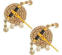 VEVOR Chain and Binder Kit, 3/8"-1/2" Ratchet Load Binders 9200 lbs Working Load Limit, 3/8" x 10' G80 Chains with Grab Hooks, Ratchet Binders and Chains for Truck, Tie Down, Hauling, Towing, 2 Set