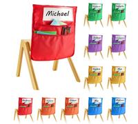 VEVOR Chair Pockets for Classroom, 12 Pack, 17 x 19 Inches Chairback Buddy Pocket with Name Tag, 6 Bright Colors, Back of Chair Organizer for Kids in