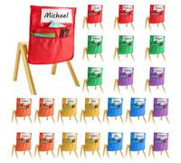 VEVOR Chair Pockets for Classroom, 24 Pack, 14 x 15 Inches Chairback Buddy Pocket with Name Tag, 6 Bright Colors, Back of Chair Organizer for Kids in