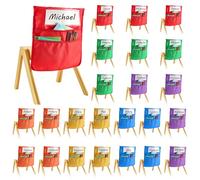 VEVOR Chair Pockets for Classroom, 24 Pack, 18 x 20 Inches Chairback Buddy Pocket with Name Tag, 6 Bright Colors, Back of Chair Organizer for Kids in Classroom, Kindergarten, School, and Home