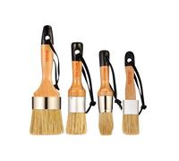 VEVOR Chalk Wax Paint Brush, 4 Piece Wax Paint Brush, Stain Brushes for Furniture, Acrylic Painting,Milk Paint,Home Decor, Natural Bristle Round Oval Chalk Paint Brushes for All Painting and Waxing