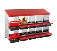 VEVOR Chicken Nest Box, 10-Compartment, 30 to 45 in Stable & Corrosion-Resistant Mental Nesting Boxes with Inclined Nesting Boxes, Bottom Holes & Resting Platform, Fit for Different Chicken Breeds