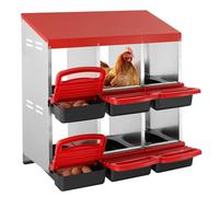 VEVOR Chicken Nest Box, 6-Compartment, 30 to 45 in Stable & Corrosion-Resistant Mental Nesting Boxes with Inclined Nesting Boxes, Bottom Holes & Resting Platform, Fit for Different Chicken Breeds