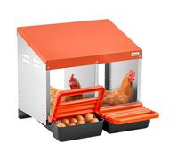VEVOR Chicken Nesting Boxes, 2 Compartments, Easy Egg Collection | Easy to Assemble, Galvanized Steel and High-Strength Plastic, Roll Away Nesting Boxes for Chickens Laying Eggs, Orange