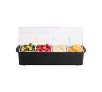 VEVOR Chilled Condiment Server, 4 Compartment Ice Cooled Condiment Serving Container, Chilled Garnish Tray Bar Caddy with Lid, for Bartending & Serving Taco, Salad, Fruit, Home & Restaurant Supplies