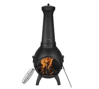 VEVOR Chiminea, 18 Inch Outdoor Wood Burning Firepit, Spherical Fireplace for BBQ & Warming, Outside Wooden Fire Pit with Grill Mesh, Chimney Coat & Rustproof Chiminea Lid, for Patio, Garden, Backyard