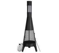 VEVOR Chiminea, 20 Inch Outdoor Wood Burning Firepit, Conical Fireplace for BBQ & Warming, Outside Wooden Fire Pit with Grill Mesh, Chimney Coat & Rustproof Chiminea Lid, for Patio, Garden, Backyard